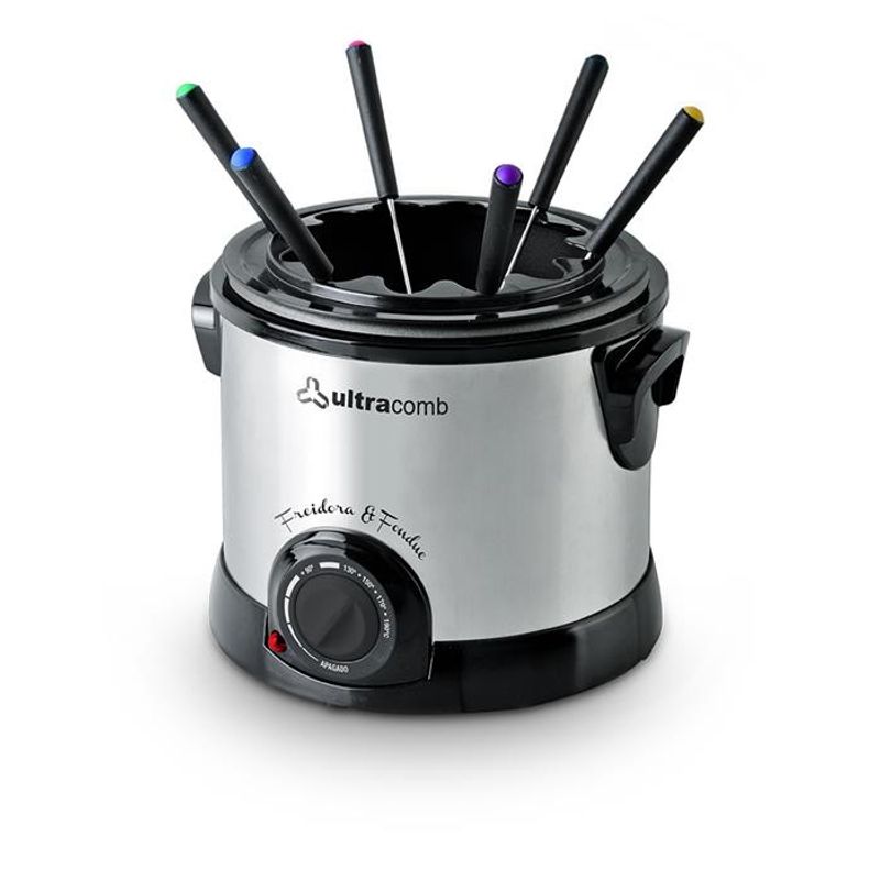 FREIDORA-ELECTRICA-FONDUE-ULTRACOMB-1.5L-PLATA-Y-NEGRA-220V-FR-8300