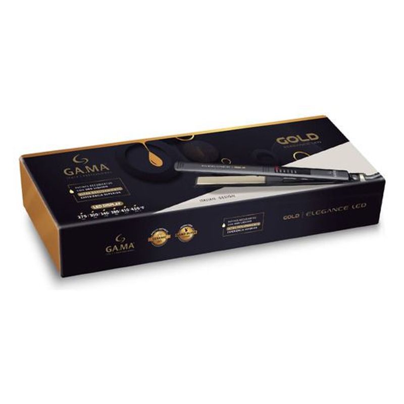Planchita-De-Cabello-Gama-Elegance-Led-Gold-Color-Negro