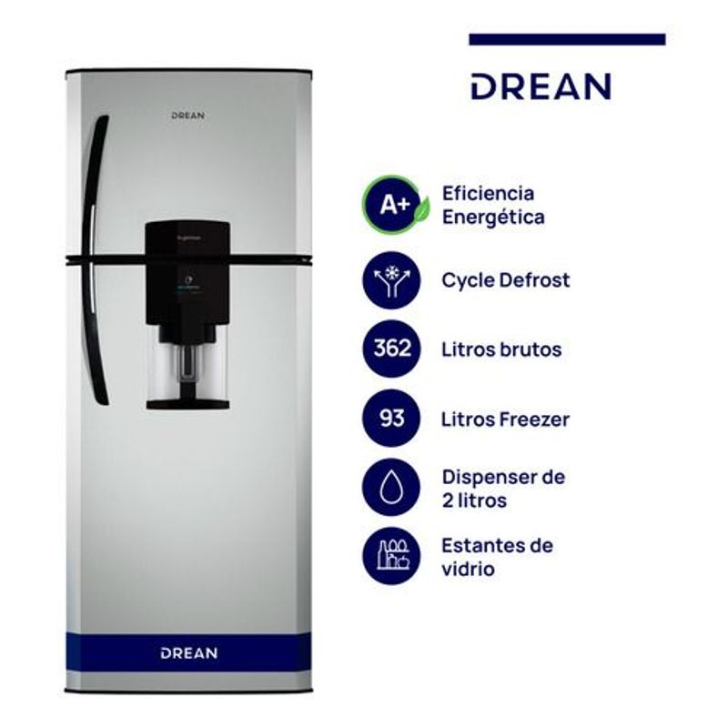 Heladera-Ciclica-Drean-Hdr370f61s-Dispenser-362lts-Gris