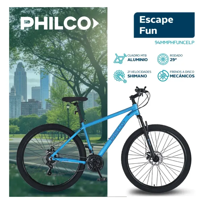 Bicicleta Mtb Philco Escape Aluminio 21 Vel Shimano Talle 18